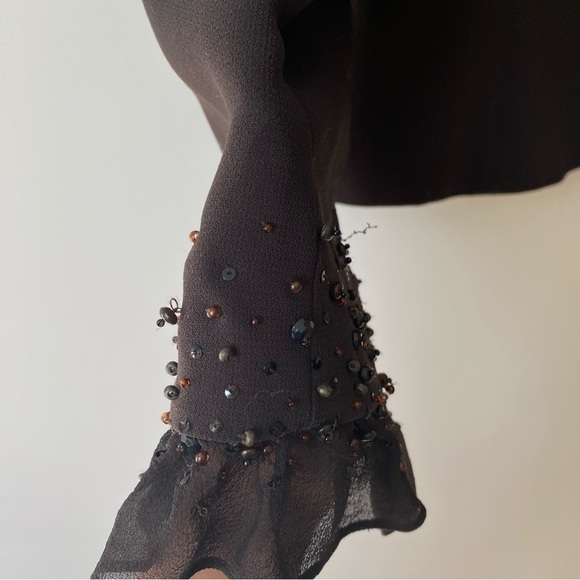 Tahari Arthur S. Levine Button Front Blazer Chiffon Cuffs With Sequins - Picture 6 of 16